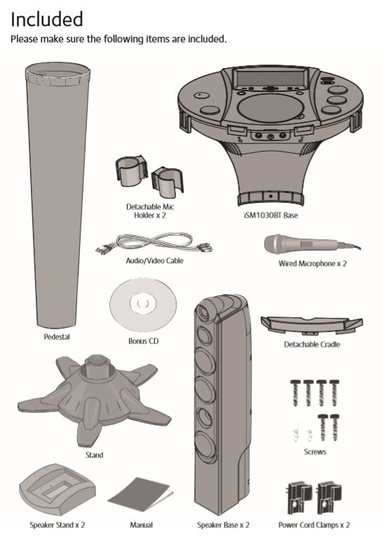 Singing Machine iSM1030BT Iincluded