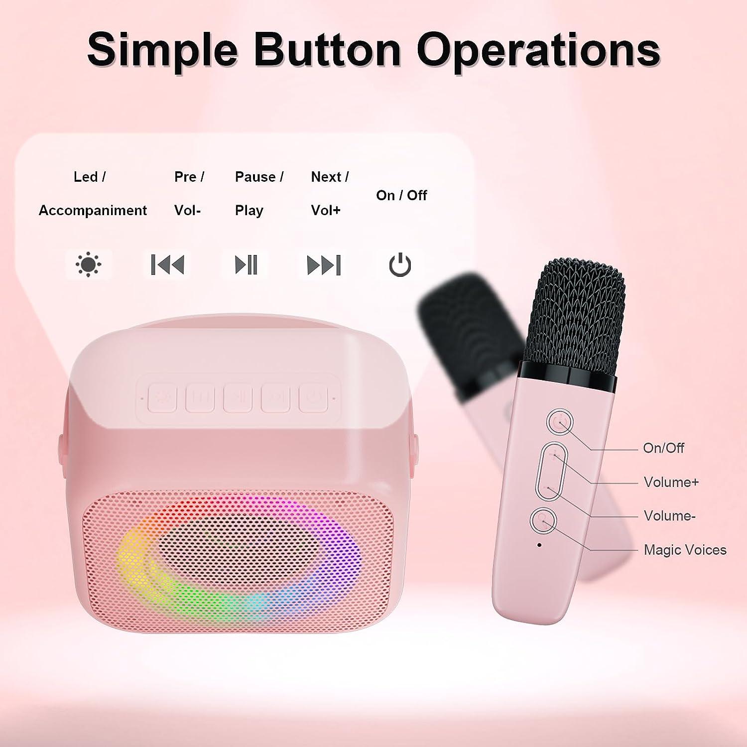 Verkstar Kids Karaoke Machine - Portable Bluetooth Speaker With 2 Wireless Mics & Color Lights - Mini Singing Machine For Parties